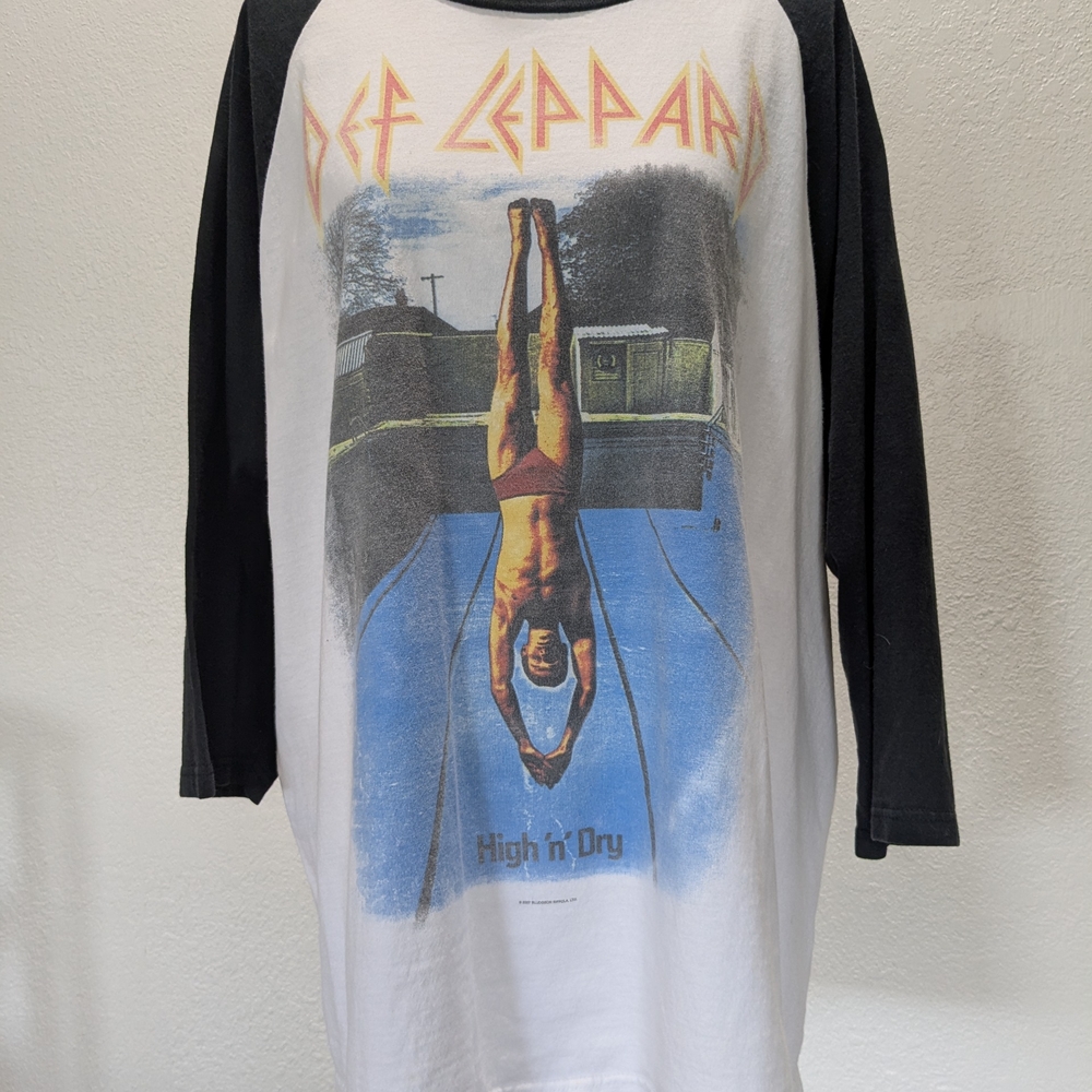 Def Leppard 2007 Black/White Raglan Baseball Tshirt High N Dry By Anvil